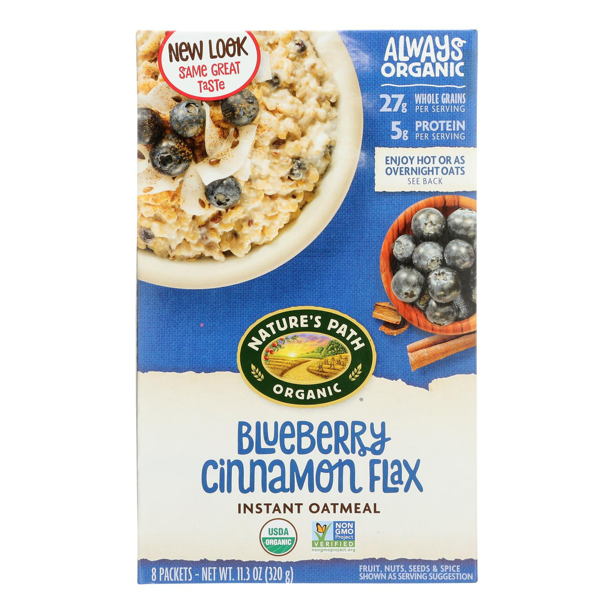 Nature's Path Organic Optimum Power Flax Cereal - Blueberry Cinnamon (Pack of 6 - 11.2 Oz. Per Box) - Cozy Farm