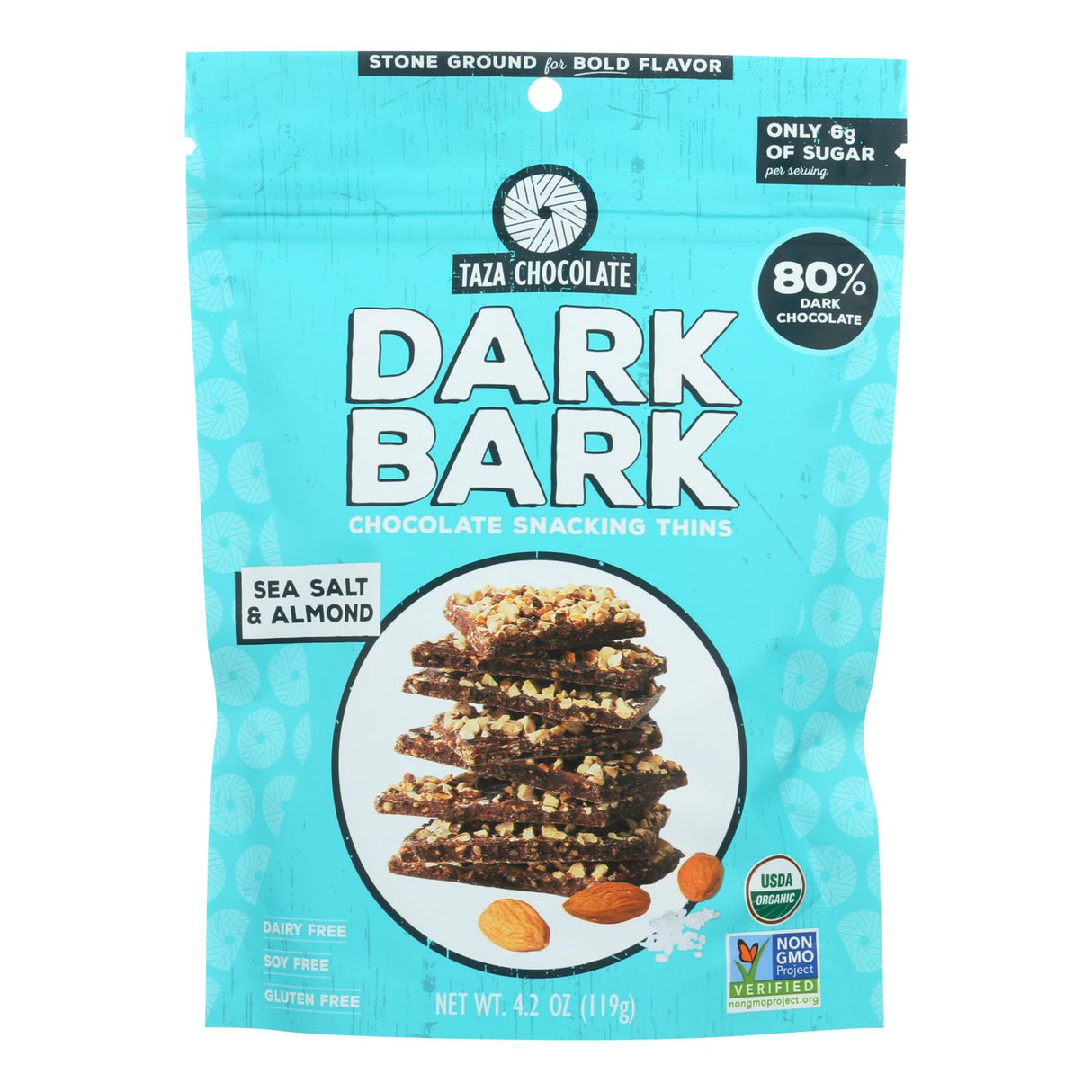 Organic Dark Chocolate Bark with Sea Salt Almond - (Pack of 12) - 4.2 Oz. - Cozy Farm