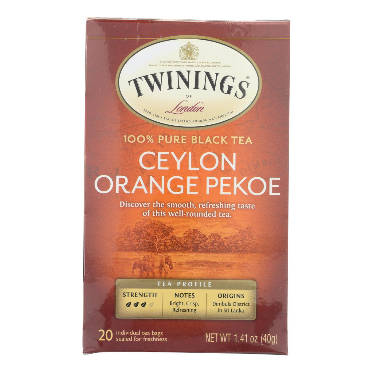 Twinings Black Tea Ceylon Orange Pekoe 20 Tea Bags (Pack of 6) - Cozy Farm