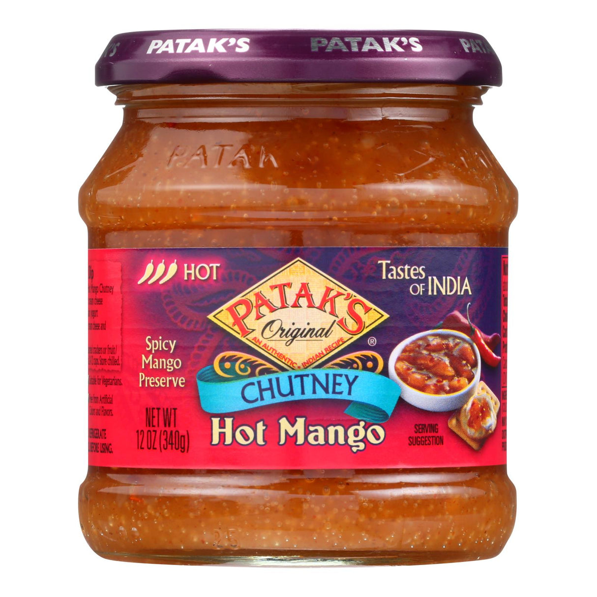 Patak's Hot Mango Chutney, 12 Ounce (Pack of 6) - Cozy Farm