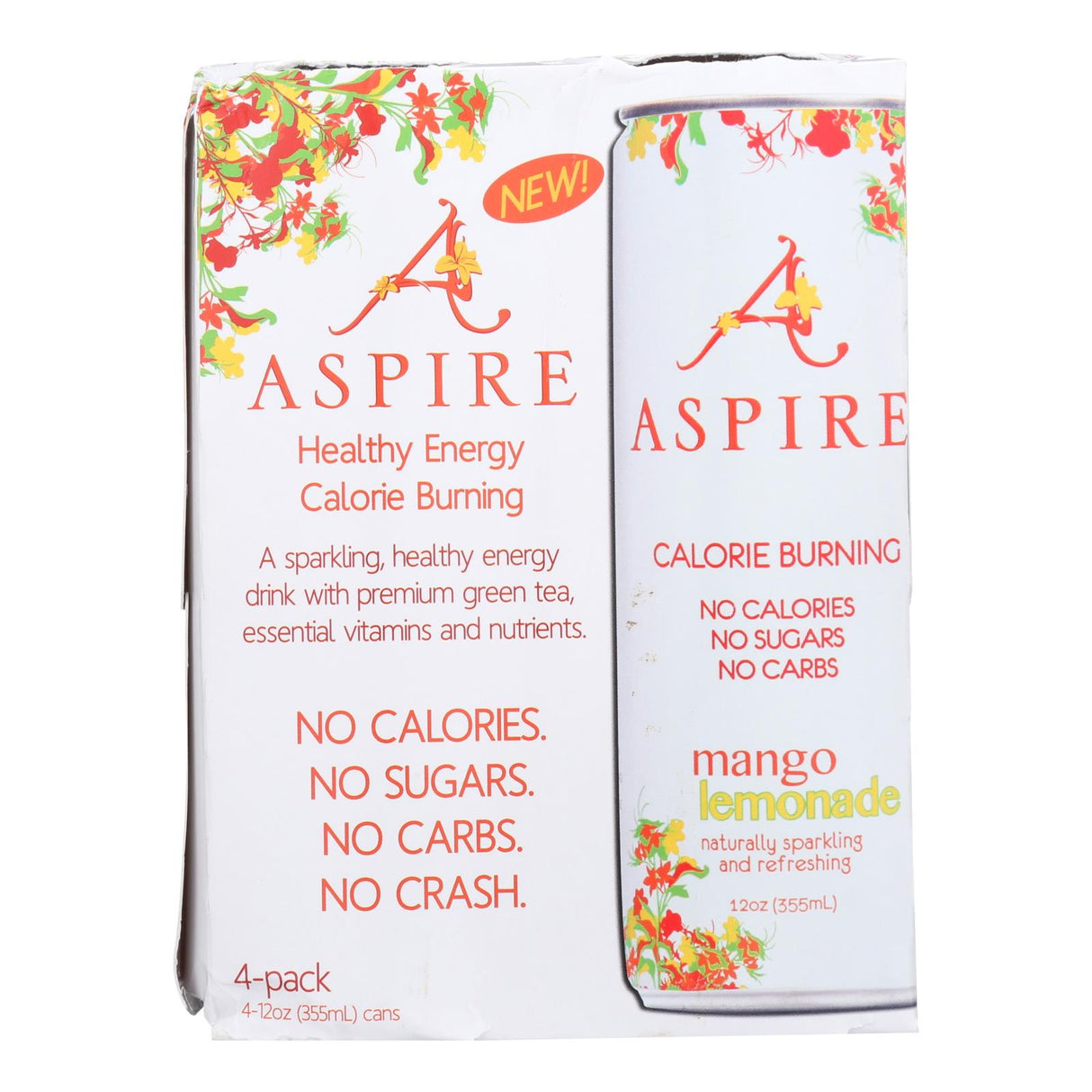 Aspire Mango Lemonade Sparkling Water 4/12 Oz. (Pack of 6) - Cozy Farm