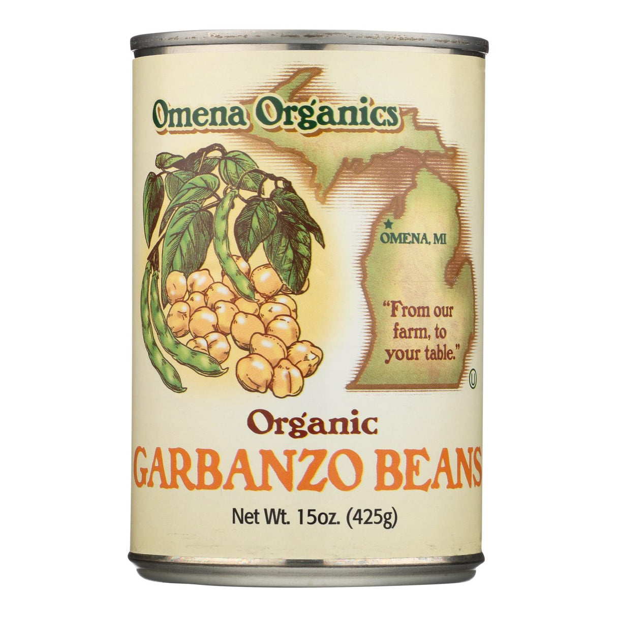 Omena Organics Organic Garbanzo Beans, 15 Oz (Case of 12) - Cozy Farm