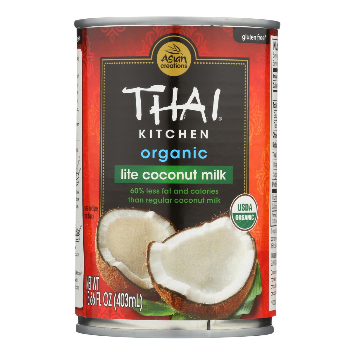 Thai Kitchen Organic Lite Coconut Milk (12 x 13.66 Fl Oz) - Cozy Farm