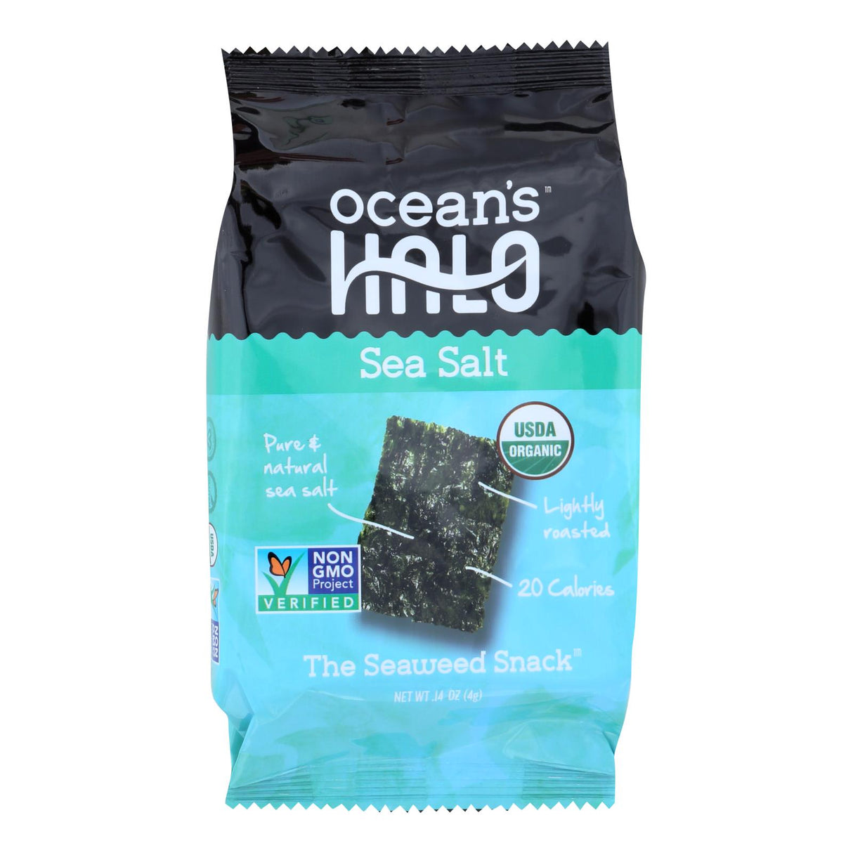 Ocean's Halo Sea Salt Snack | Crispy Seaweed Sheets | 0.14 Oz. (Pack of 12) - Cozy Farm
