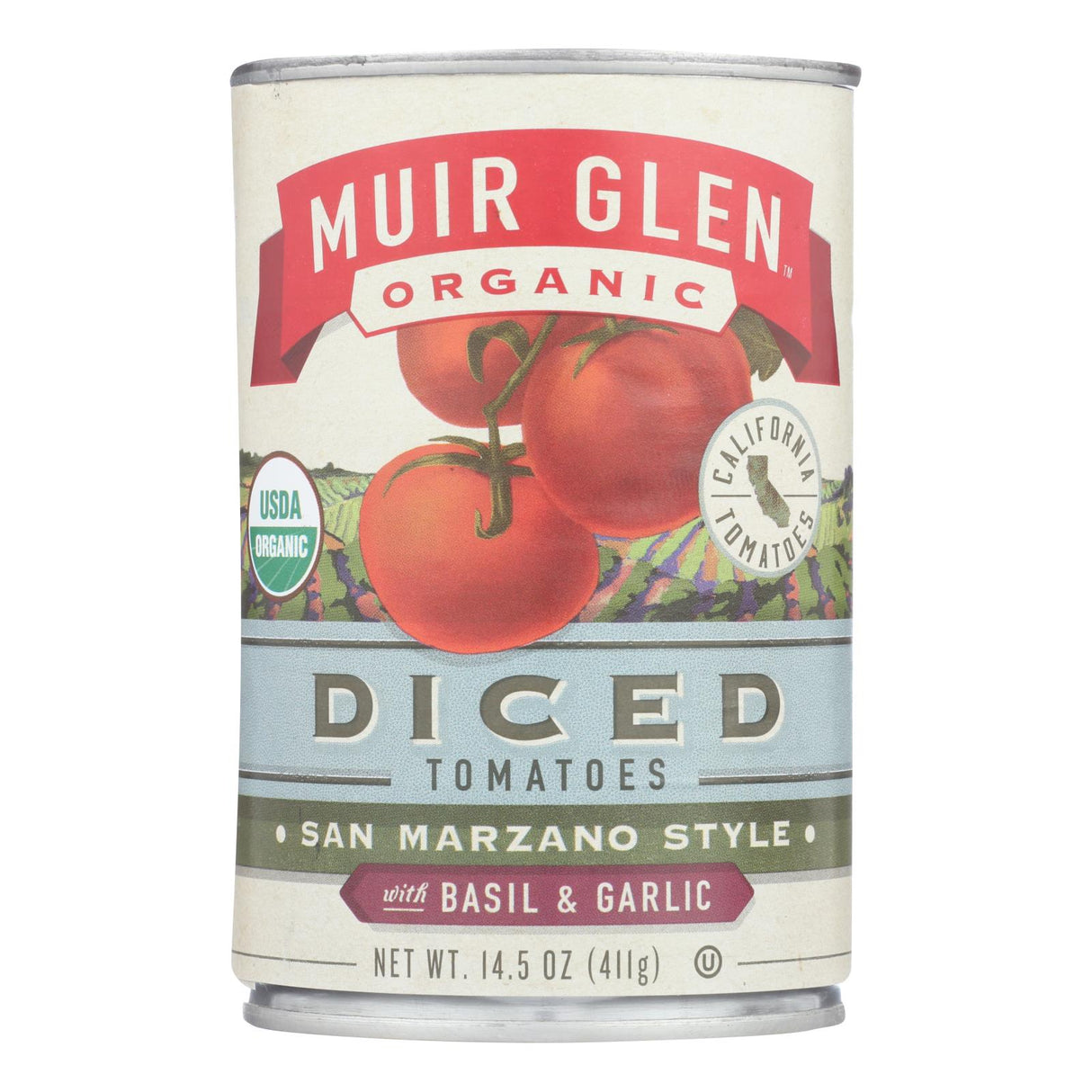 Muir Glen Diced Tomatoes with Basil and Garlic, 14.5 Oz (Pack of 12) - Cozy Farm
