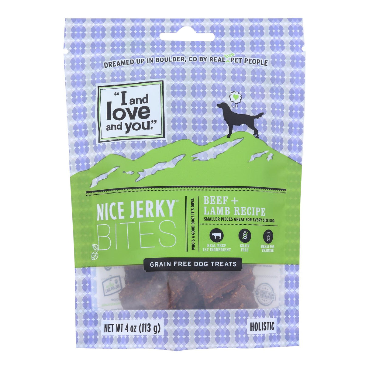 I and Love and You Nice Beef + Lamb Jerky Bites Dog Treats (6 Pack, 4 Oz. Each) - Cozy Farm