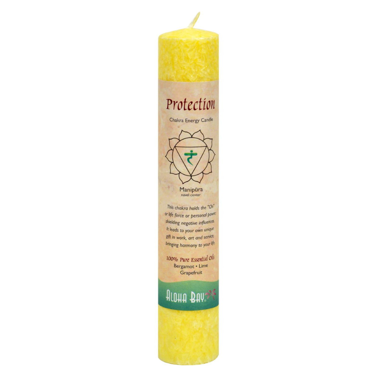Aloha Bay Chakra Pillar Candle - Protection, Yellow, 1 Lb - Cozy Farm