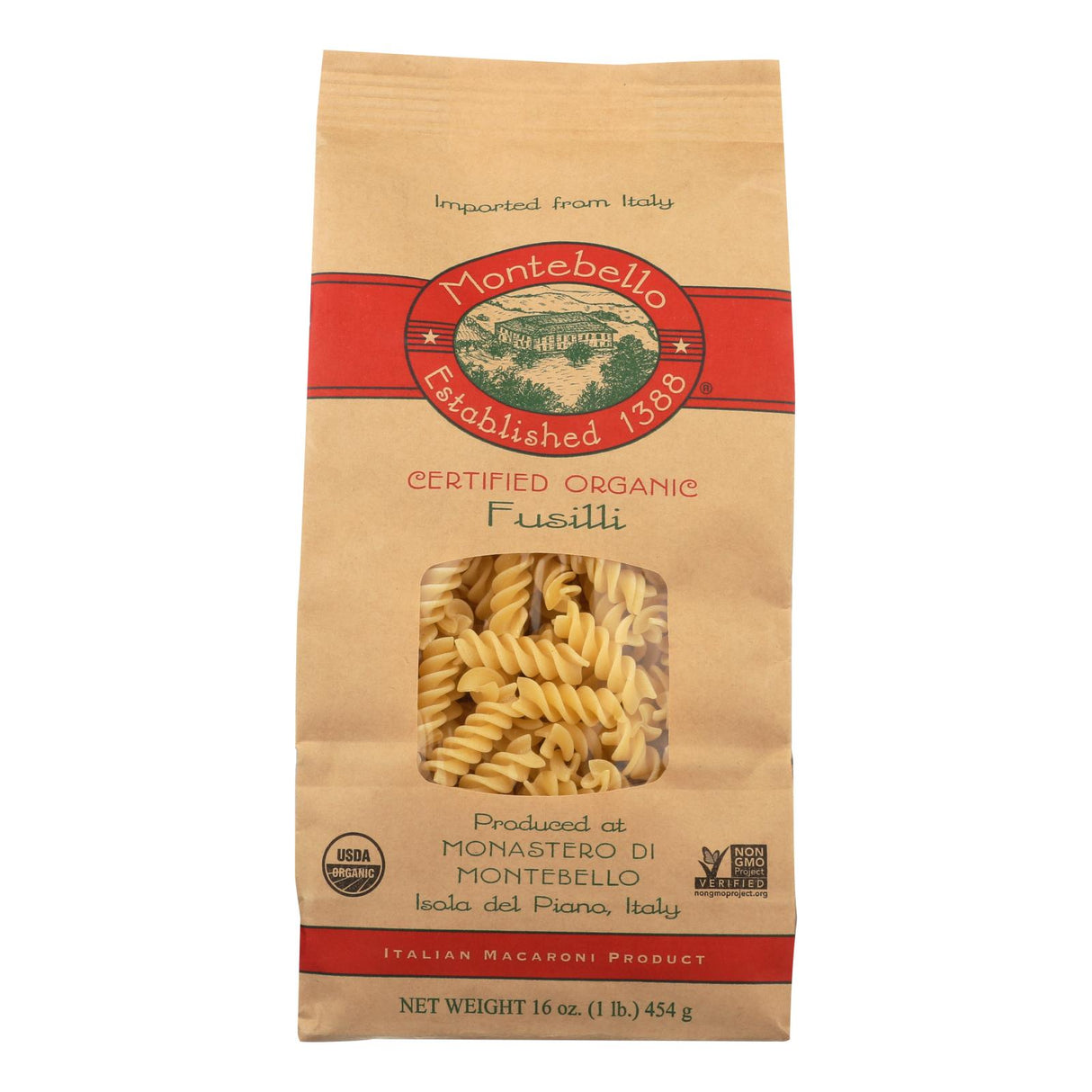 Montebello Organic Fusilli Pasta (12 Pack - 1 lb) - Cozy Farm