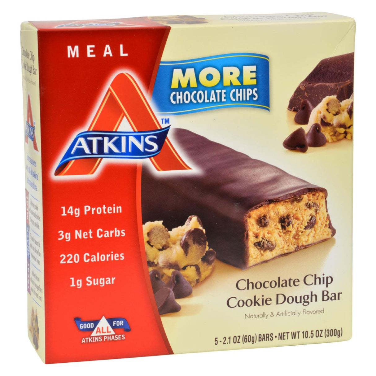 Atkins Advantage Bar (Pack of 5) Chocolate Chip Cookie Dough - Cozy Farm