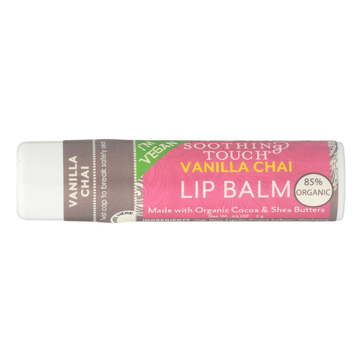 Soothing Touch Vegan Vanilla Chai Lip Balm (2 - 0.25 Oz. Each) - Cozy Farm