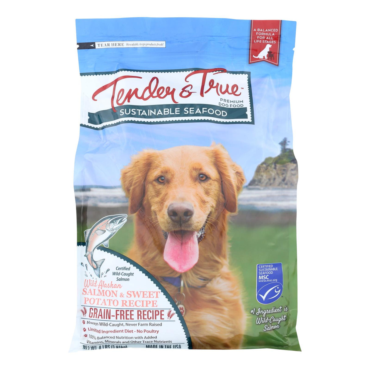Tender & True Premium Salmon & Sweet Potato Dry Dog Food (Pack of 6 - 4.00 Lb.) - Cozy Farm