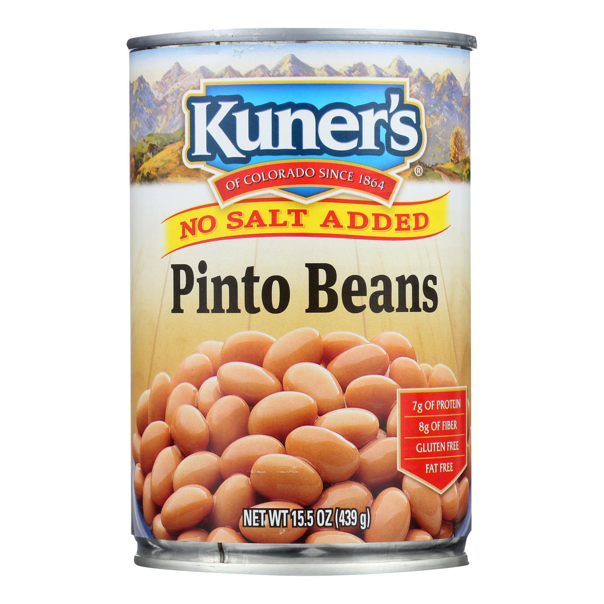 Kuner Pinto Beans - No Salt Added - Low Sodium - Case of 12 - 15 Oz. Cans - Cozy Farm
