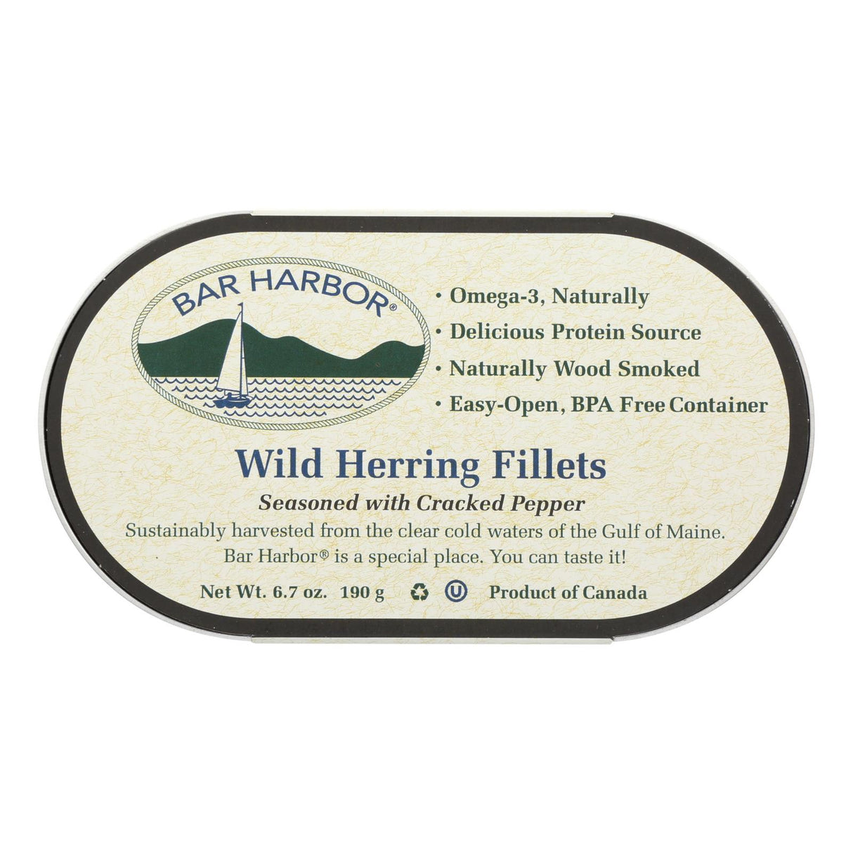 Bar Harbor Wild Herring Fillets, Cracked Pepper Flavor, 6.7 Oz. (Pack of 12) - Cozy Farm
