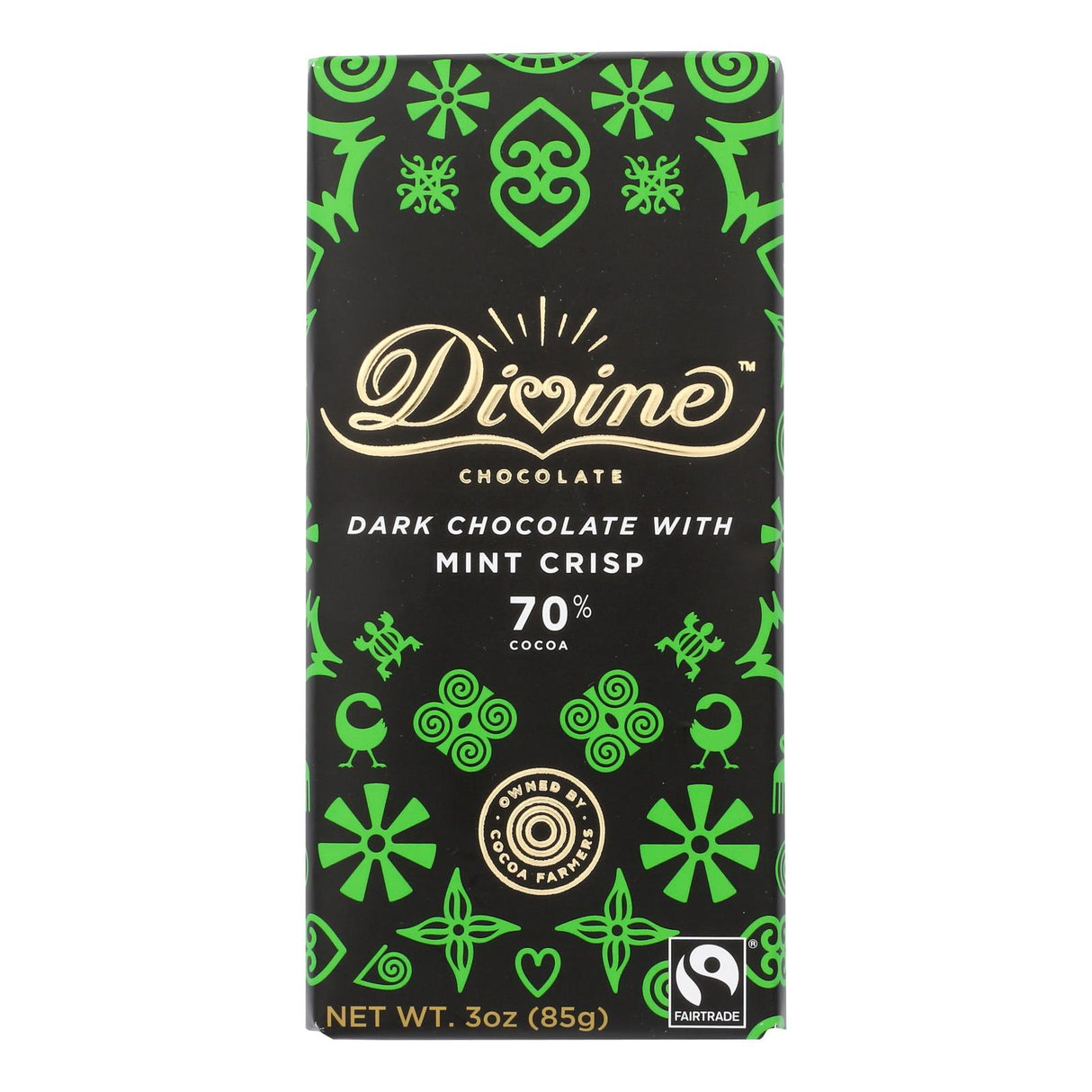 Divine Dark Chocolate Bar with Mint Crisp (Pack of 12 - 3 Oz.) - Cozy Farm