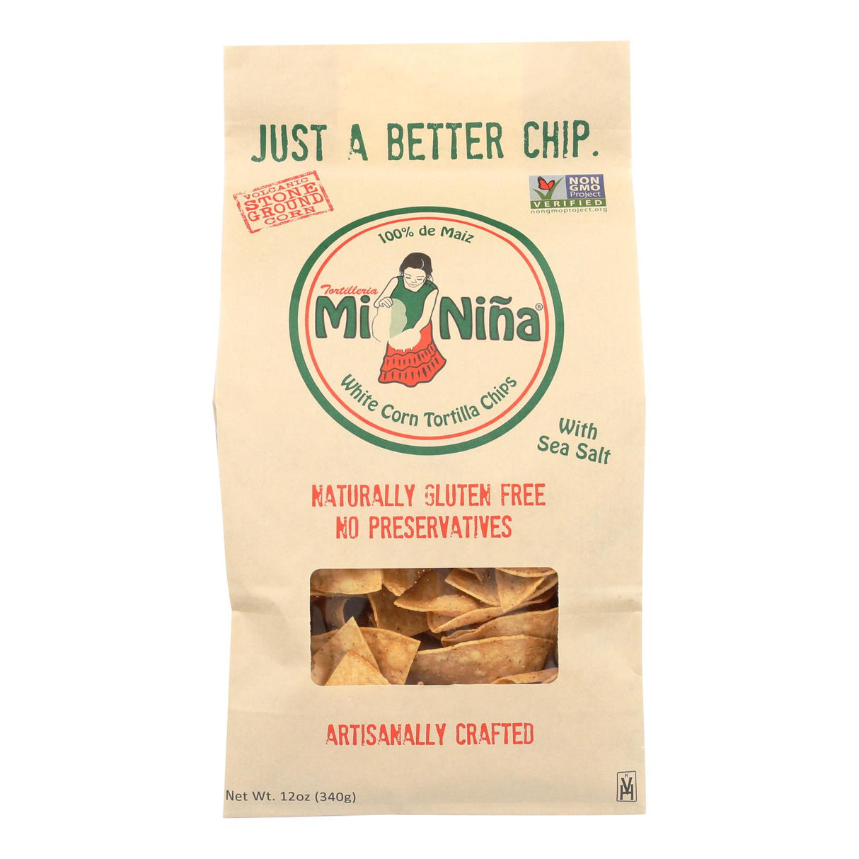 Mi Nina's Crisp Sea Salt White Corn Tortilla Chips (Pack of 9 - 12 Oz.) - Cozy Farm