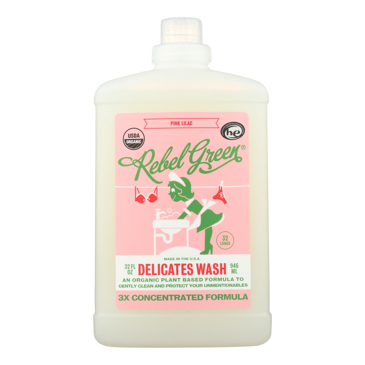 Rebel Green Delicates Laundry Detergent - Pink Lilac Scent - 4 x 32 Fl Oz - Cozy Farm