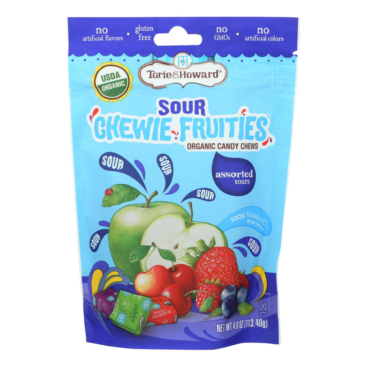 Torie and Howard Organic Chewy Fruities Sour Assorted (Pack of 6) - 4 Oz. - Cozy Farm