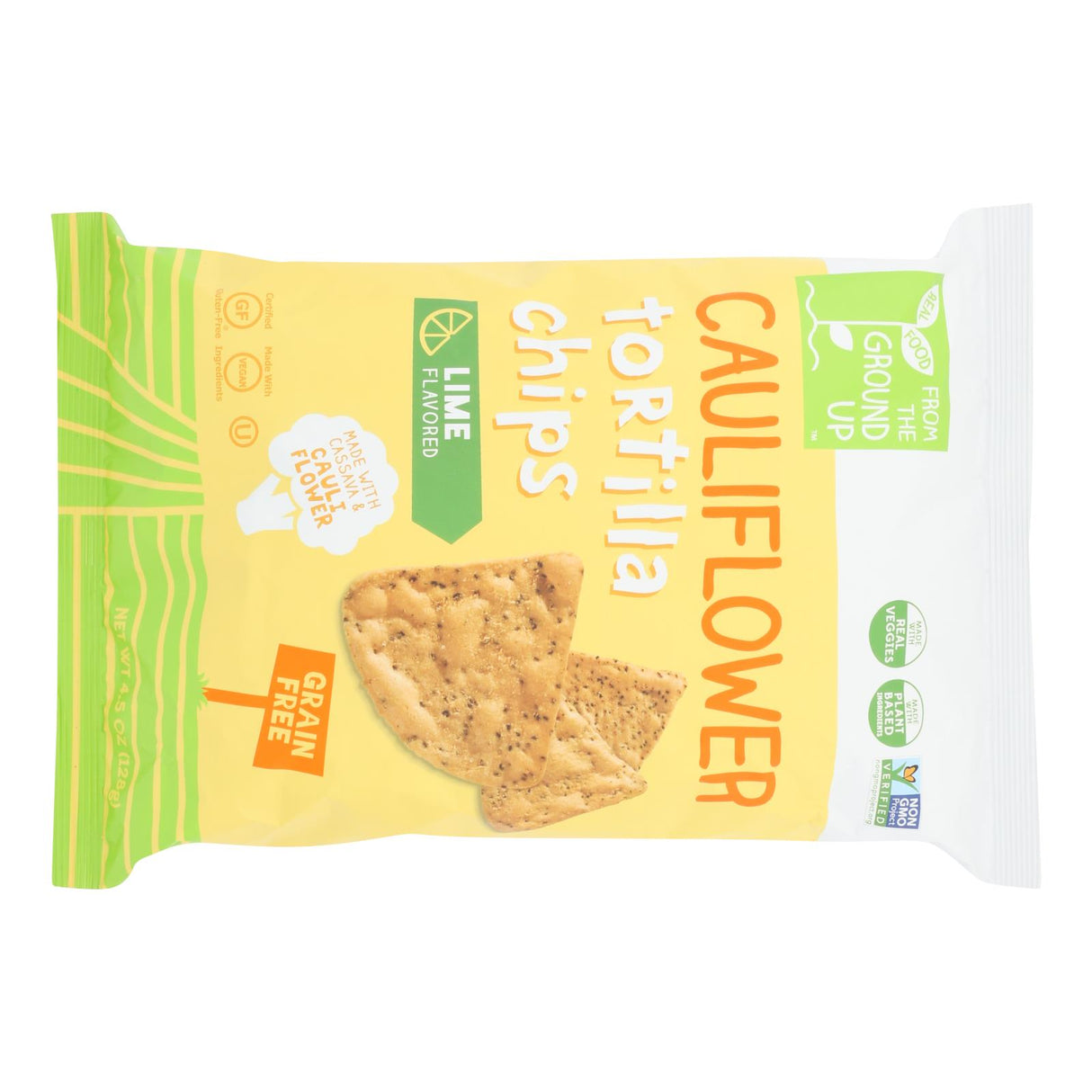 From The Ground Up Tort Chips Cauliflower & Lime (Pack of 12) - 4.5 Oz Each - Cozy Farm