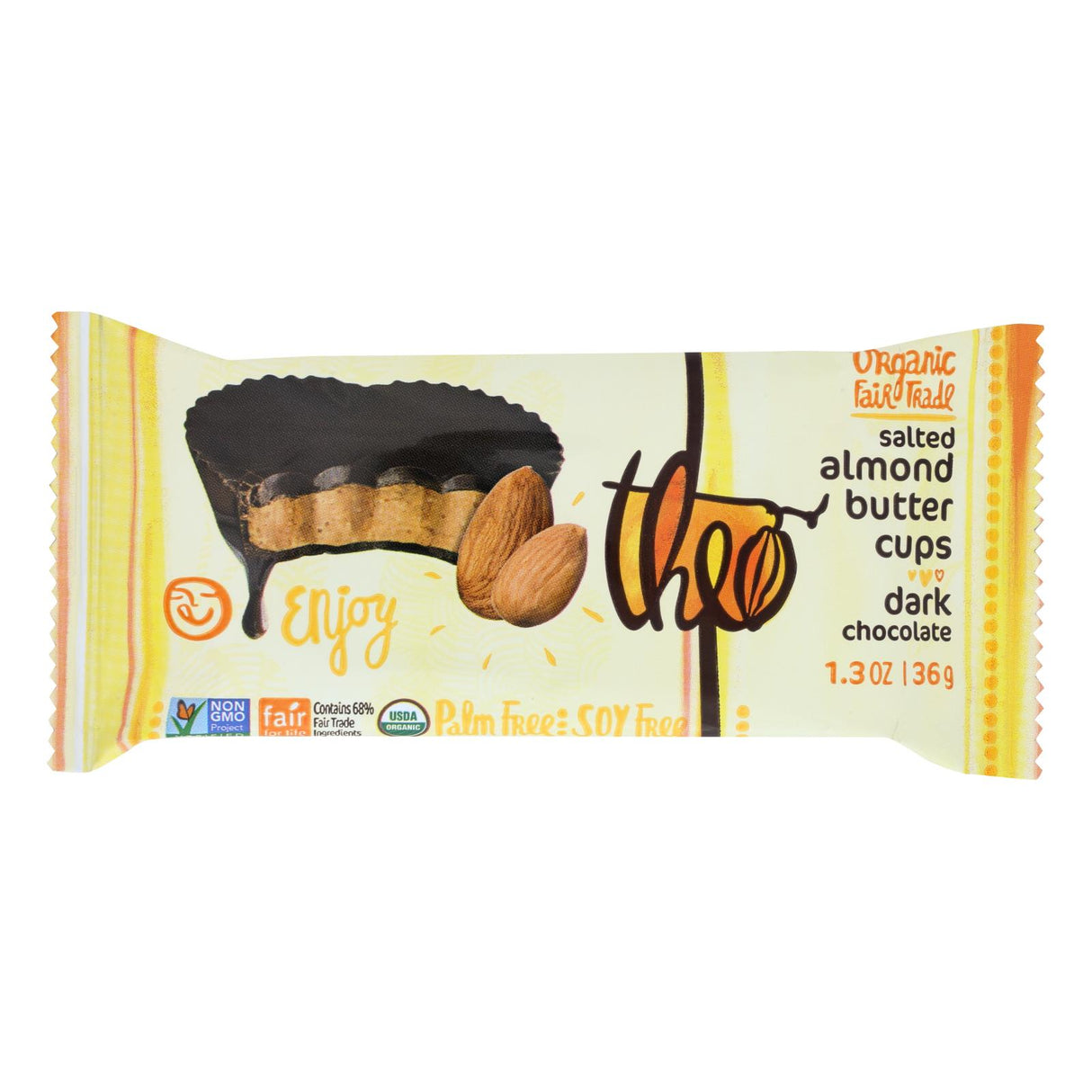 Theo Chocolate Salted Almond Butter Cups (Pack of 12) - Dark Chocolate, 1.3 Oz. - Cozy Farm