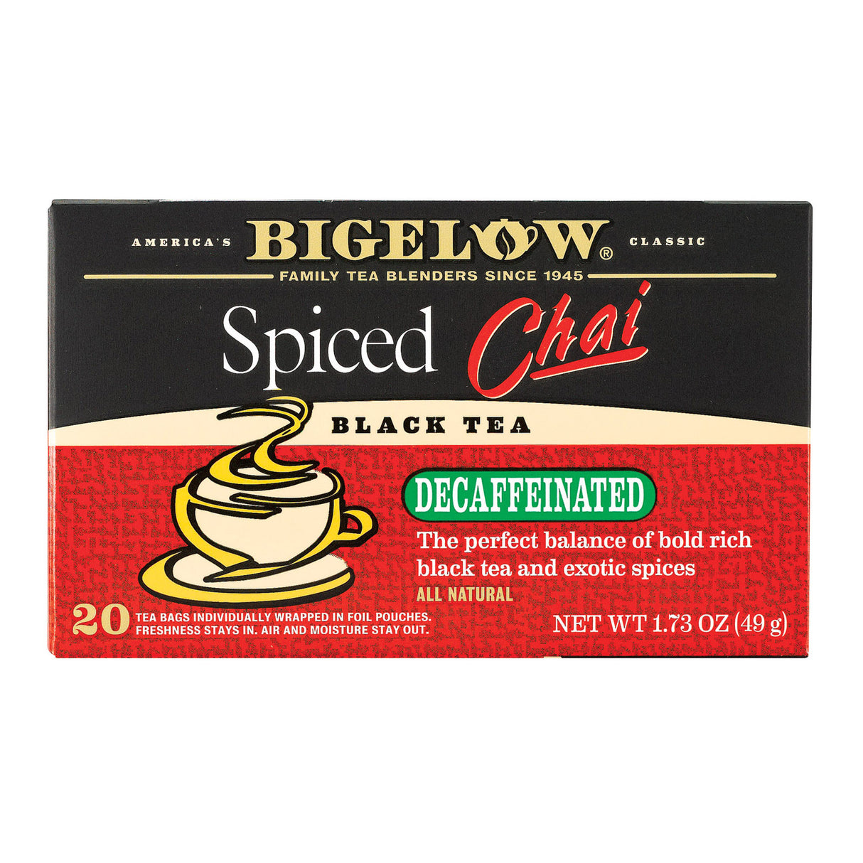 Bigelow Tea Decaf Chai Spiced Tea Bags, 20-Count (Pack of 6) - Cozy Farm