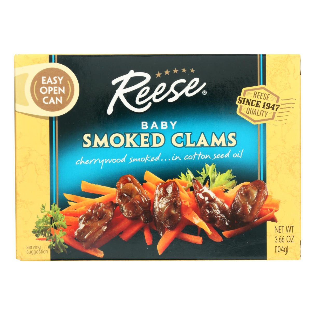 Reese Smoked Baby Clams (Pack of 10 - 3.66 Oz) - Delicacy for Coastal Palates - Cozy Farm