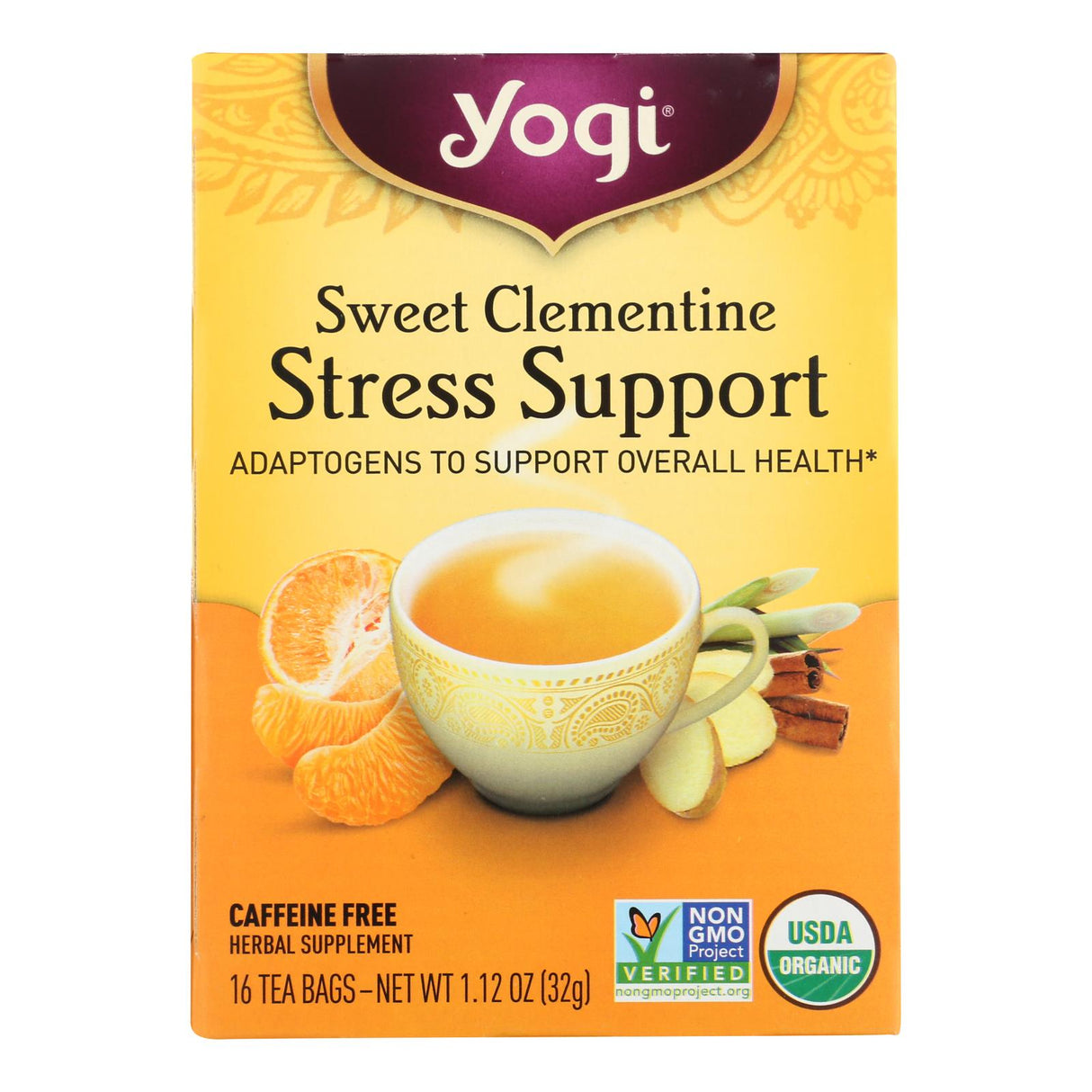 Yogi Tea Clementine Calm & De-Stress Herbal Tea, Pack of 6 - 16 Tea Bags - Cozy Farm