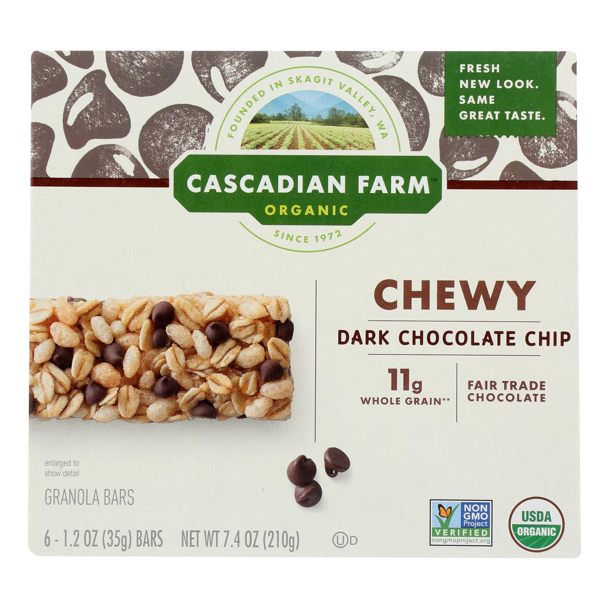 Cascadian Farm Organic Chewy Chocolate Chip Granola Bars - 12 Pack, 7.4 Oz Each - Cozy Farm