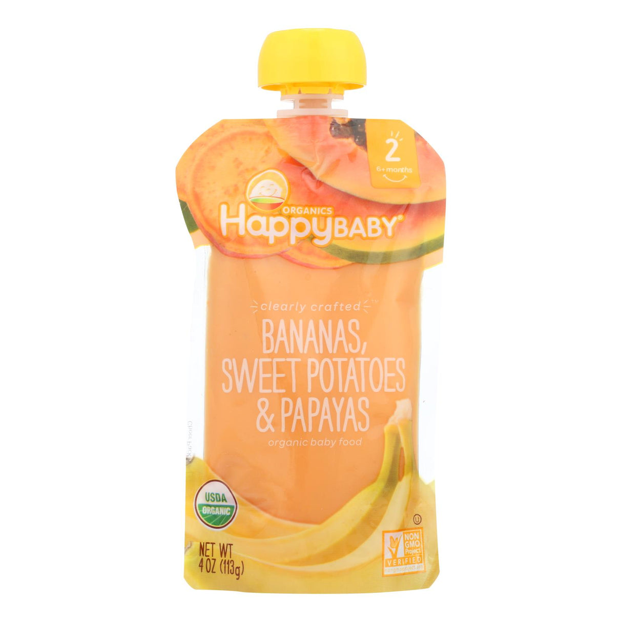 Happy Baby Clearly Crafted Bananas, Sweet Potatoes & Papayas (16 - 4 Oz. Pouches) - Cozy Farm