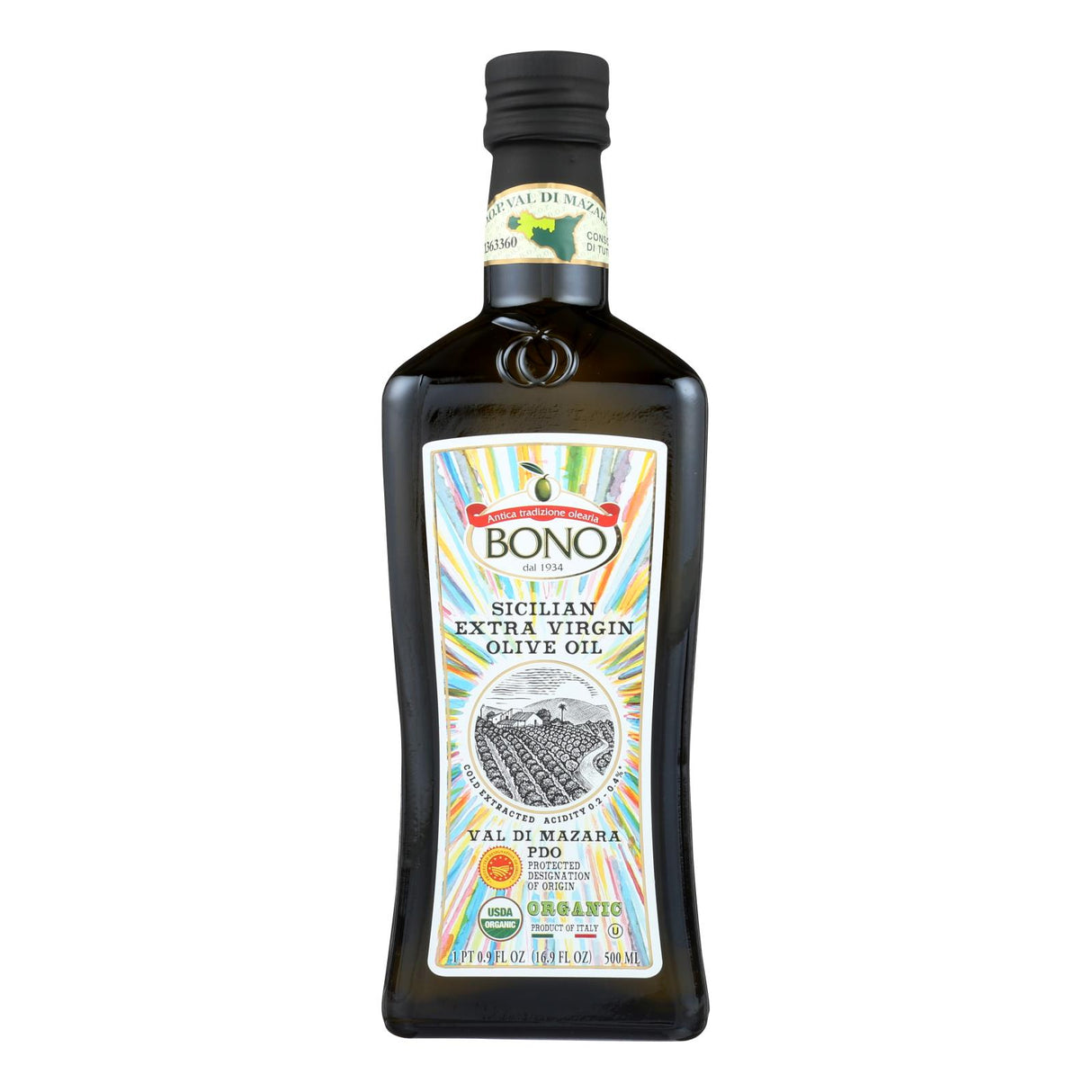 Bono Evoo Organic Val Di Mazara 16.9 Fl Oz Olive Oil (Pack of 6) - Cozy Farm