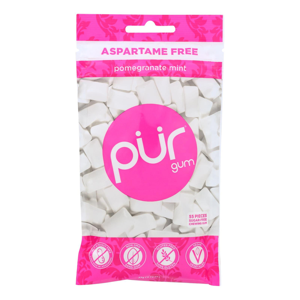 Pur Pomegranate Mint Gum, Long-Lasting Fresh Breath, 2.72 Oz. Pack of 12 - Cozy Farm
