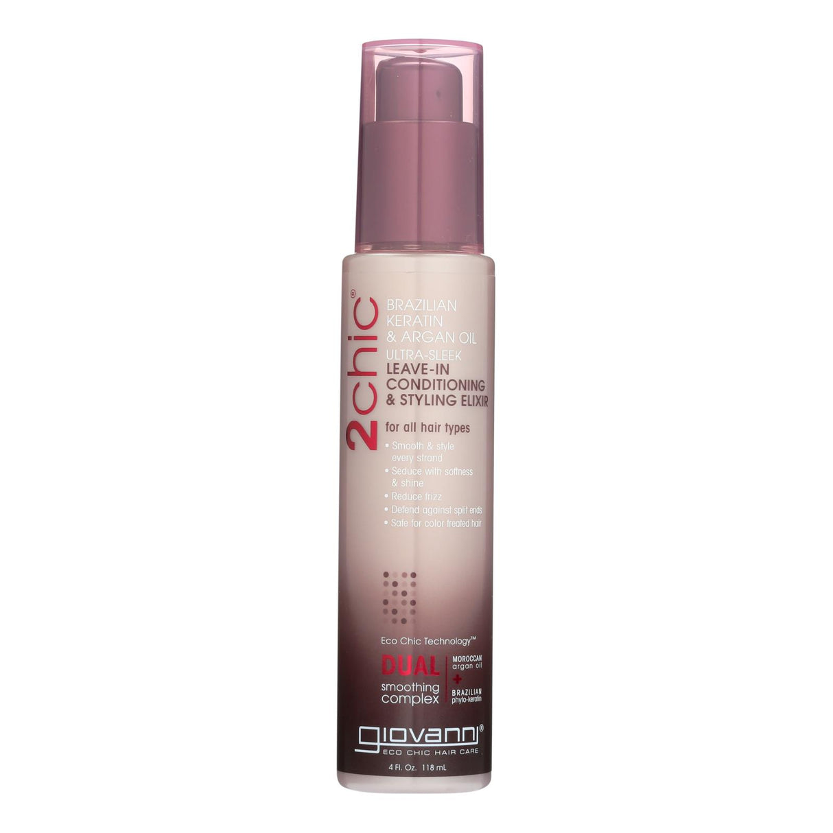 Giovanni 2chic Ultra-Sleek Leave-in Conditioning and Styling Elixir with Brazilian Keratin + Argan Oil - 4 Fl Oz - Cozy Farm