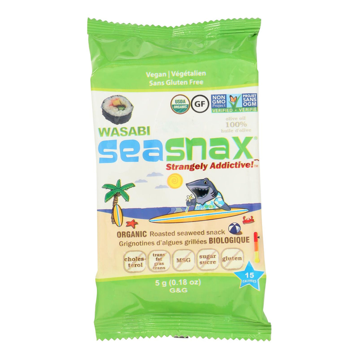 Seasnax Wasabi Premium Roasted Seaweed Snacks (Pack of 24) - 0.18 Oz. Per Pack - Cozy Farm