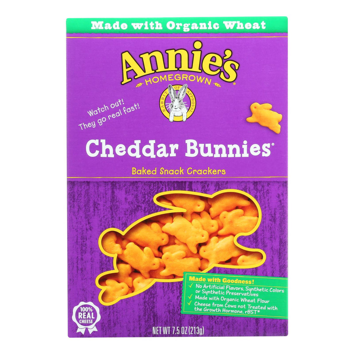 Annie's Homegrown Organic Cheddar Bunnies Crackers, 12 x 7.5 Oz. Bags - Cozy Farm