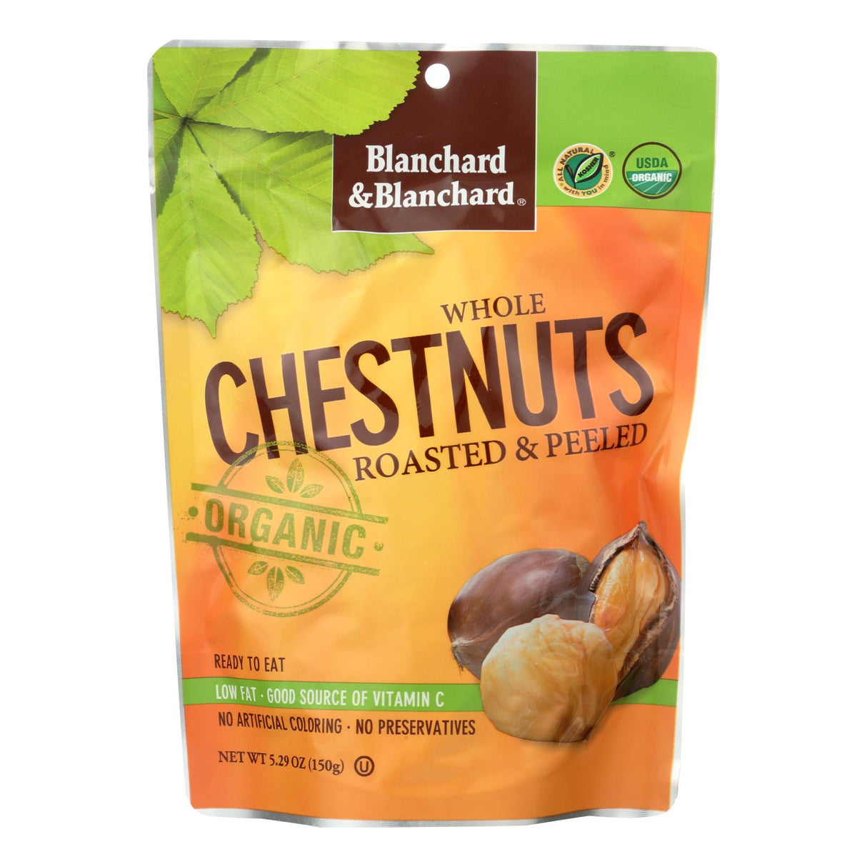 Blanchard & Blanchard Roasted Peeled Organic Chestnuts | 5.2 Oz | Pack of 12 - Cozy Farm