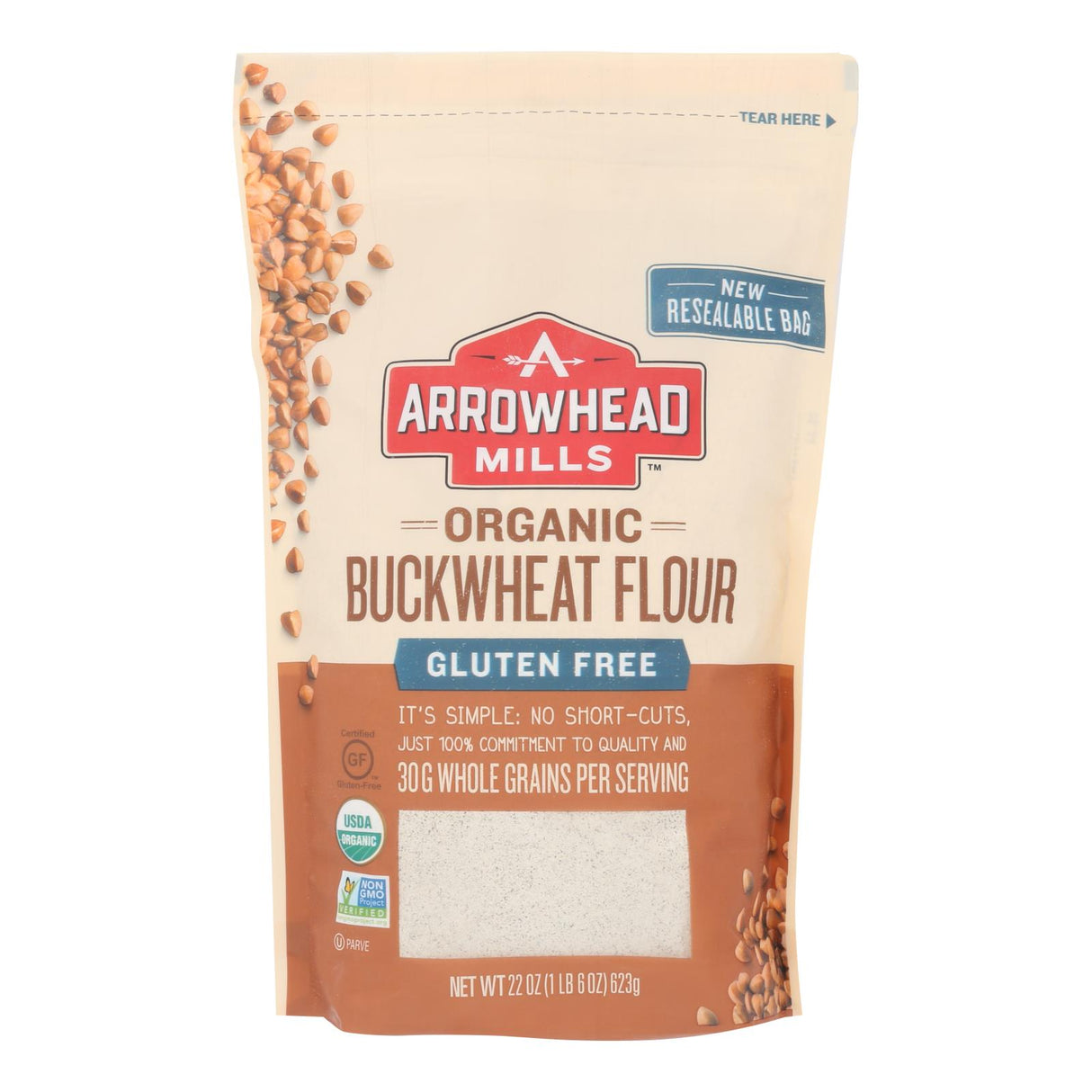 Arrowhead Mills Organic Buckwheat Flour: Gluten-Free, Non-GMO, 22 Oz. (Pack of 6) - Cozy Farm