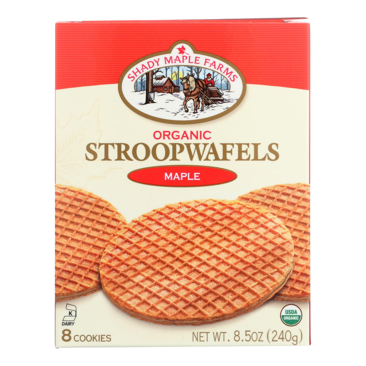 Shady Maple Farms Organic Maple Waffle Cookie (Pack of 8 - 8.5 Oz.) - Cozy Farm