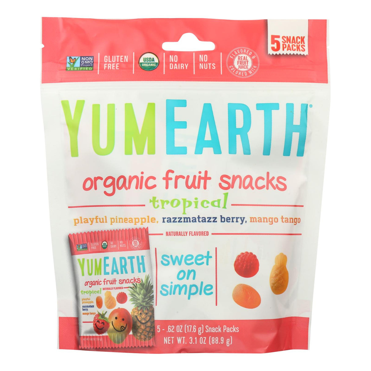 Yumearth Organics Raspberry, Pineapple, Mango (Pack of 12) - Cozy Farm