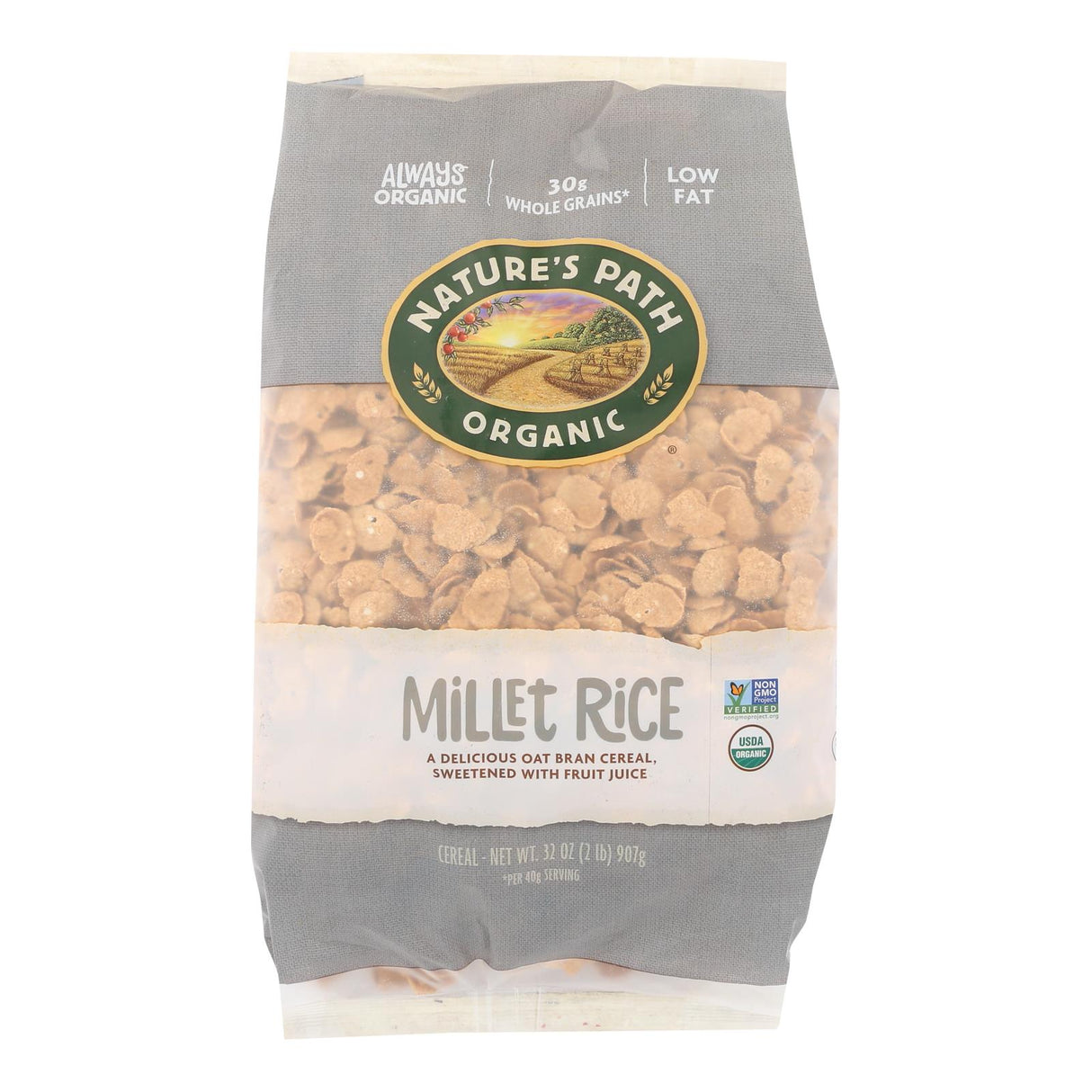 Nature's Path Organic Millet Rice Oat-Bran Flakes Cereal, 32 Oz. Pack of 6 - Cozy Farm