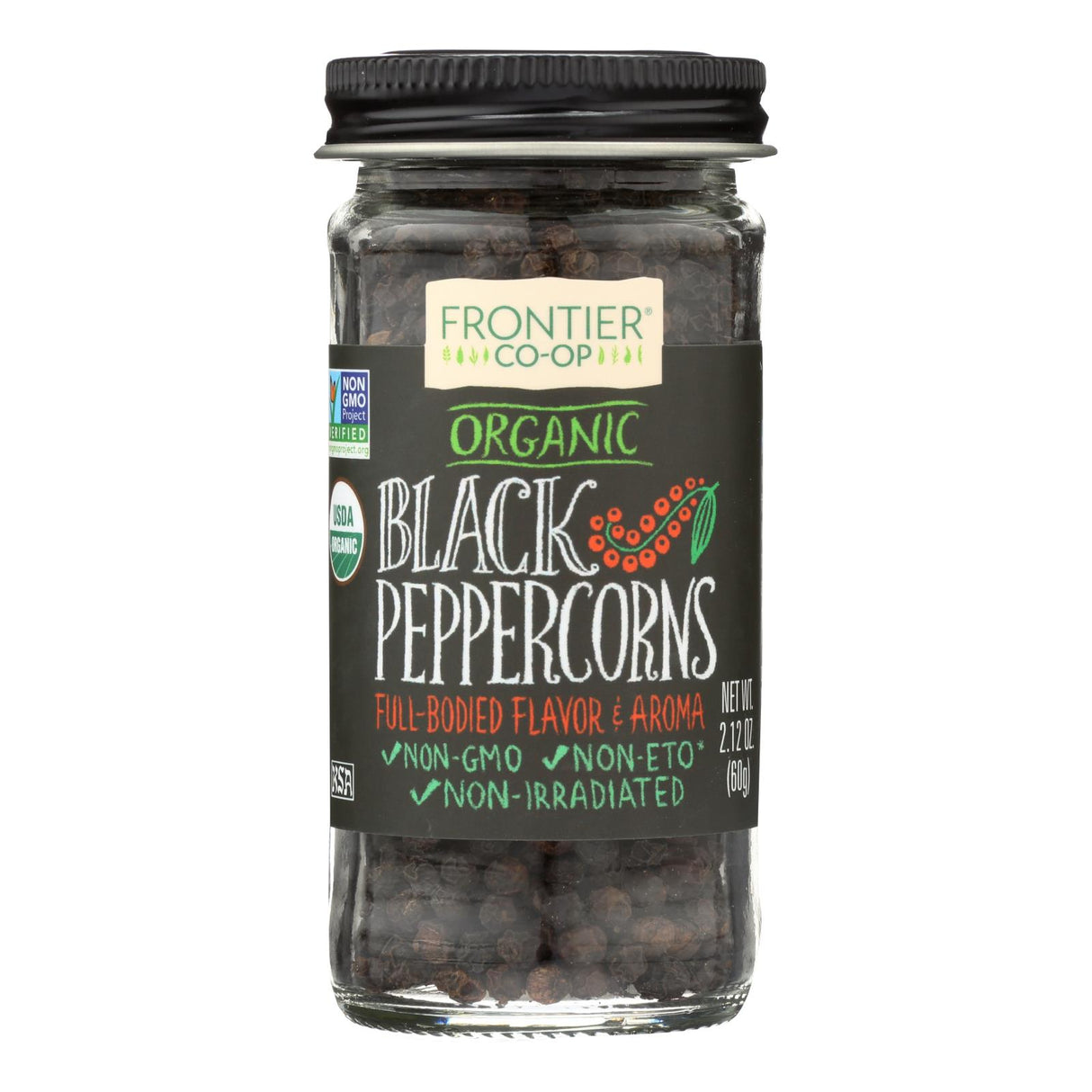 Frontier Organic Whole Black Peppercorns, 2.12 Oz. - Cozy Farm