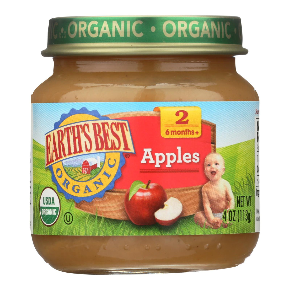 Earth's Best Organic Apple Stage 2 Baby Food Puree (Pack of 10 - 4 Oz.) - Cozy Farm