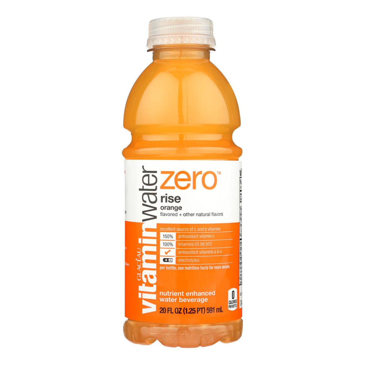 Glaceau Vitaminwater Zero: Rise Orange, No Sugar, 20 Fl. Oz. (Pack of 12) - Cozy Farm