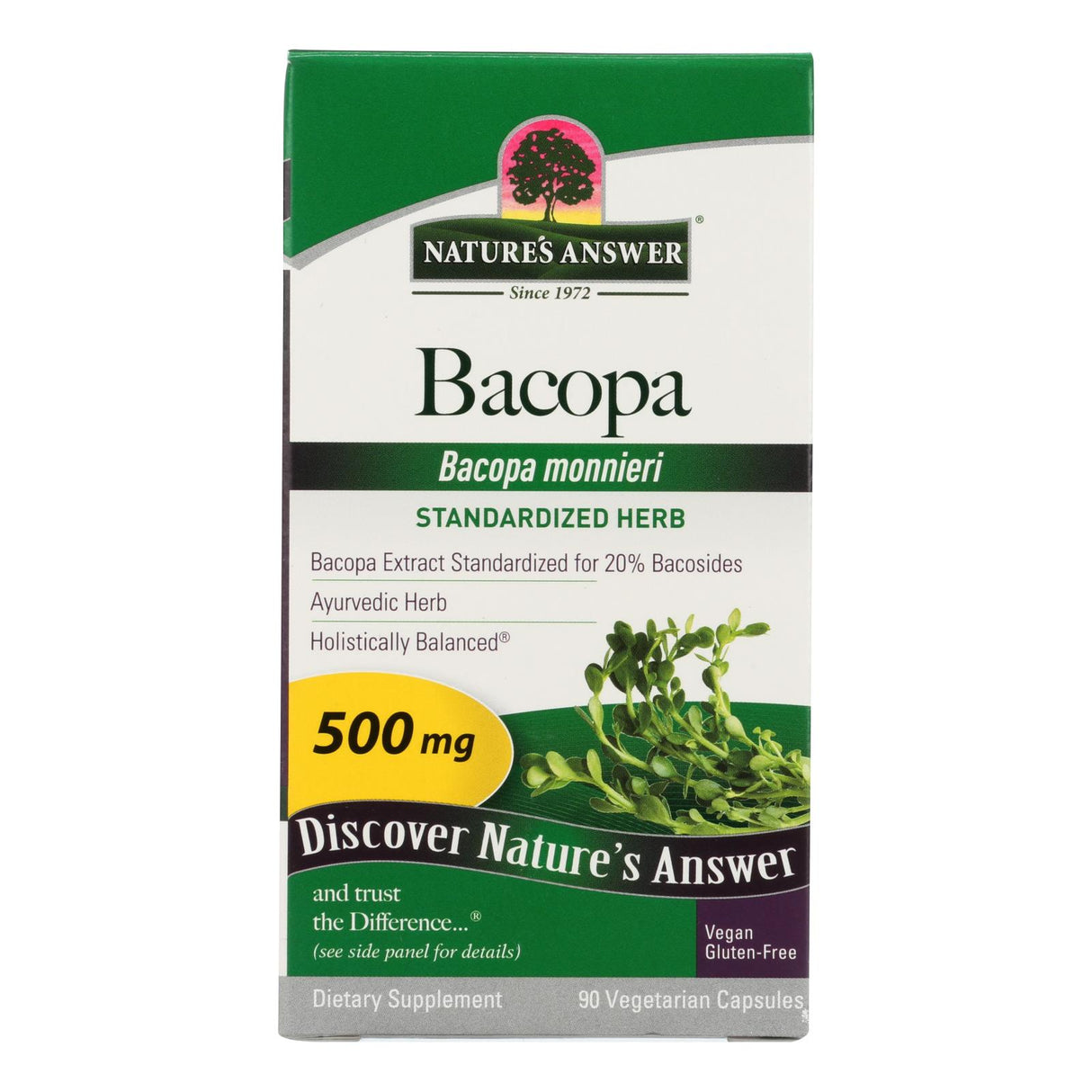 Nature's Answer Bacopa: Boost Memory & Cognitive Function (Pack of 90 Veggie Capsules) - Cozy Farm