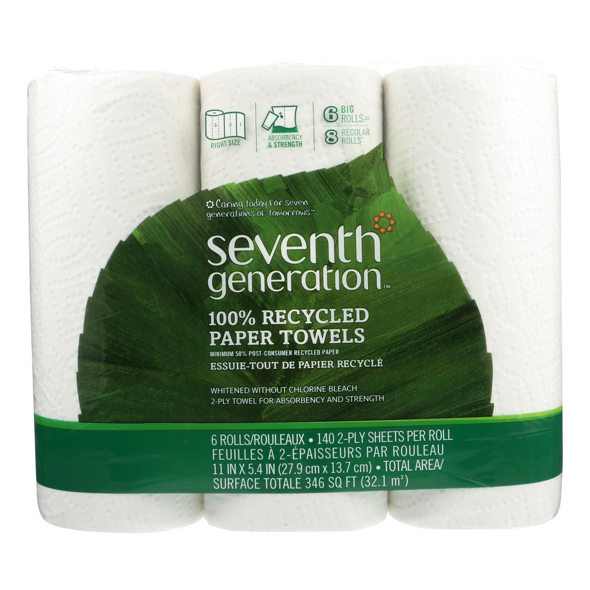 Seventh Generation White Recycled Paper Towels, Pack of 4 - Cozy Farm
