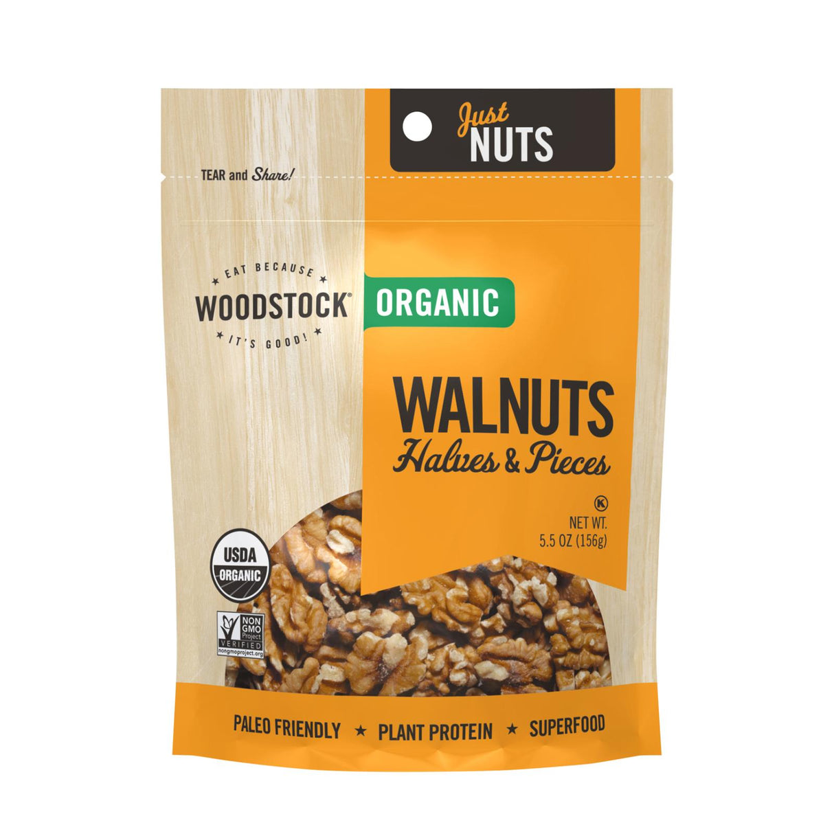 Woodstock Organic Walnut Halves & Pieces, 5.5 Oz (Pack of 8) - Cozy Farm