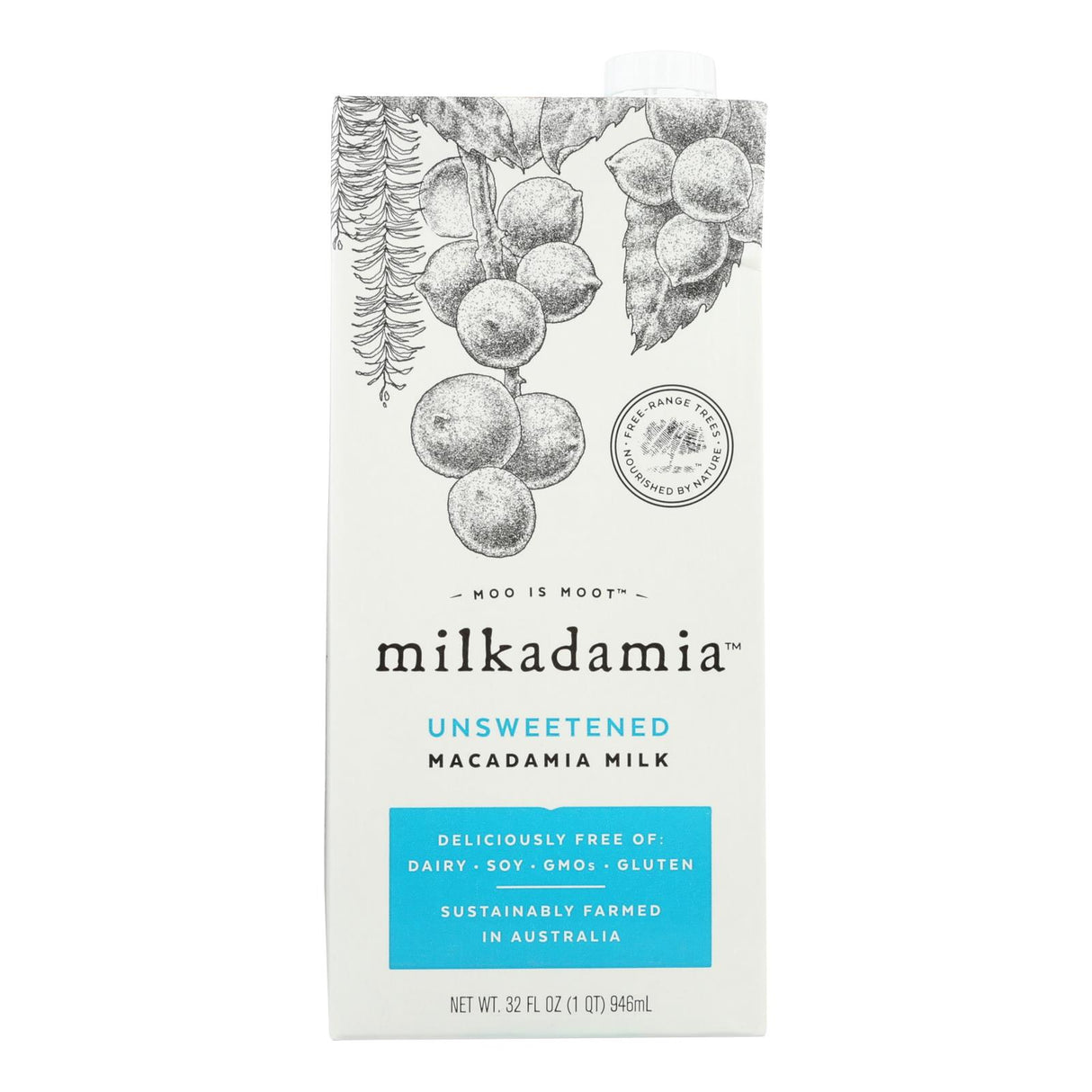 Milkadamia Unsweetened Almond Milk, 6 x 32 Fl Oz. - Cozy Farm