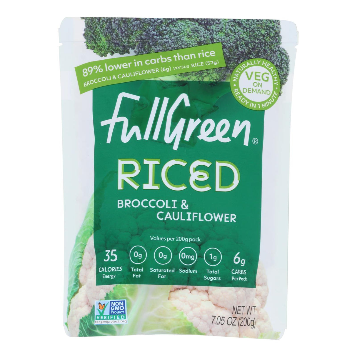 Fullgreen Organic Riced Vegetable Broccoli and Cauliflower (Pack of 6 - 7.05 Oz.) - Cozy Farm