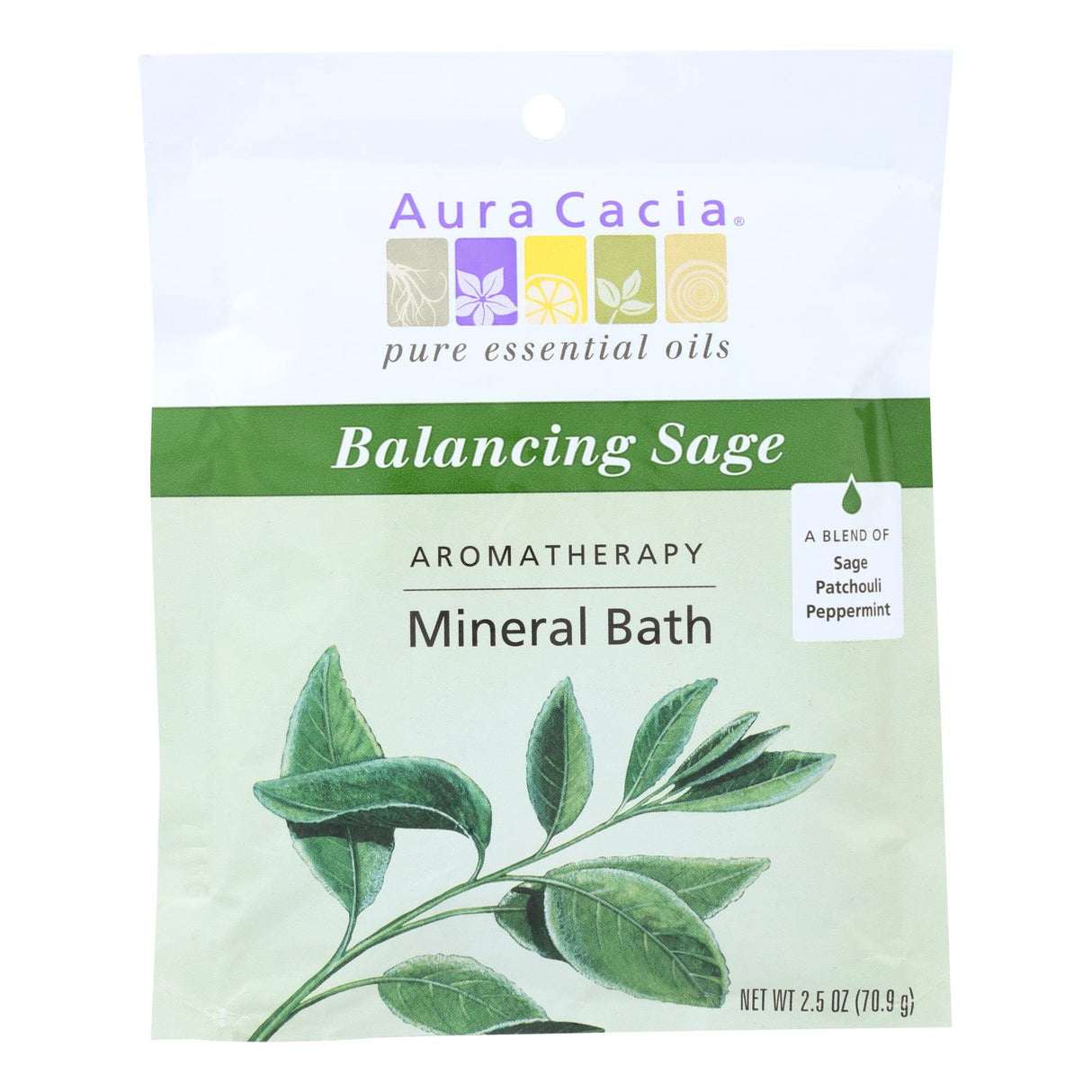 Aura Cacia Aromatherapy Mineral Bath Balancing Sage (6 Pack - 2.5 Oz Each) - Cozy Farm