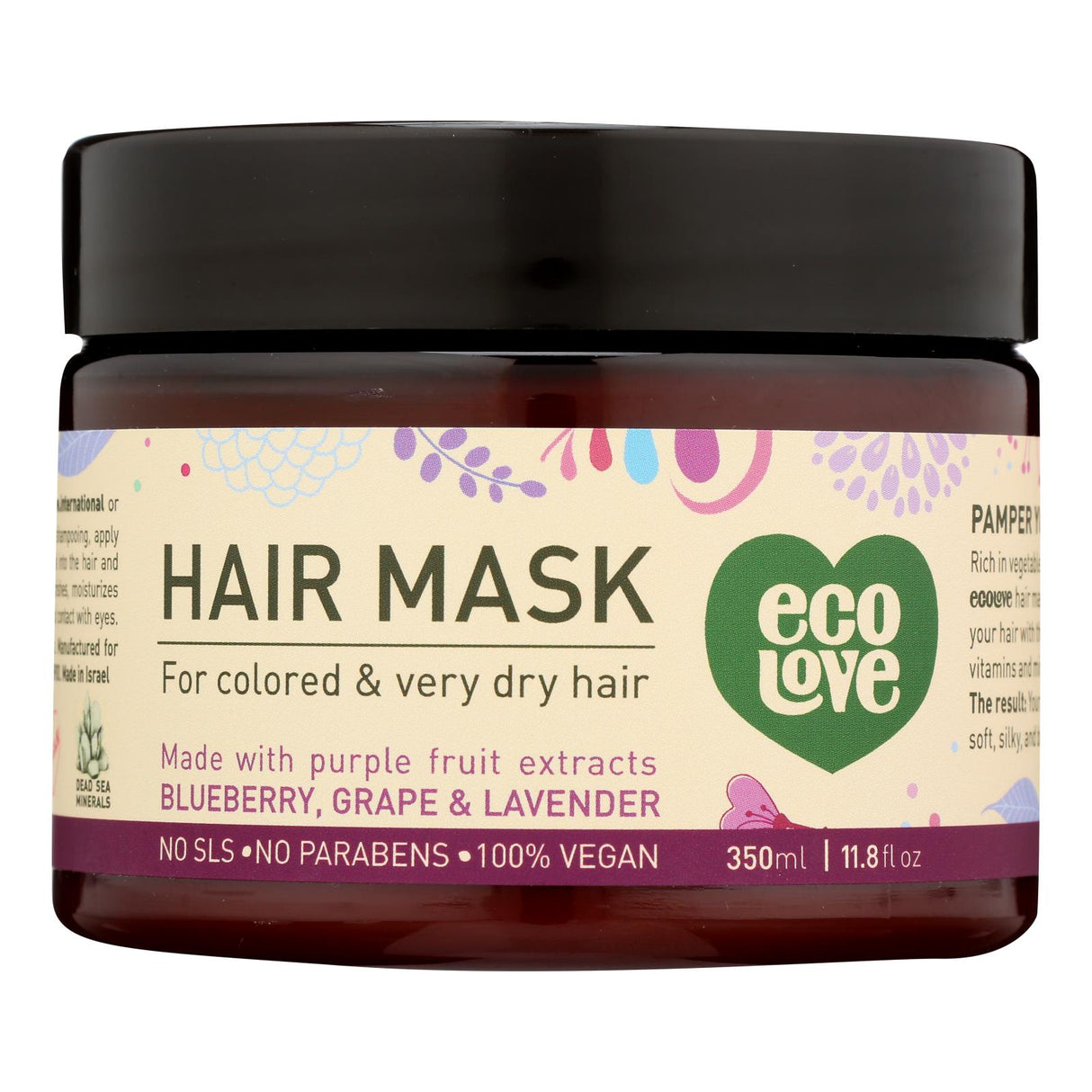 Ecolove Purple Fruit Hair Mask for Vibrant Colored & Dry Hair - 11.8 Oz. - Cozy Farm