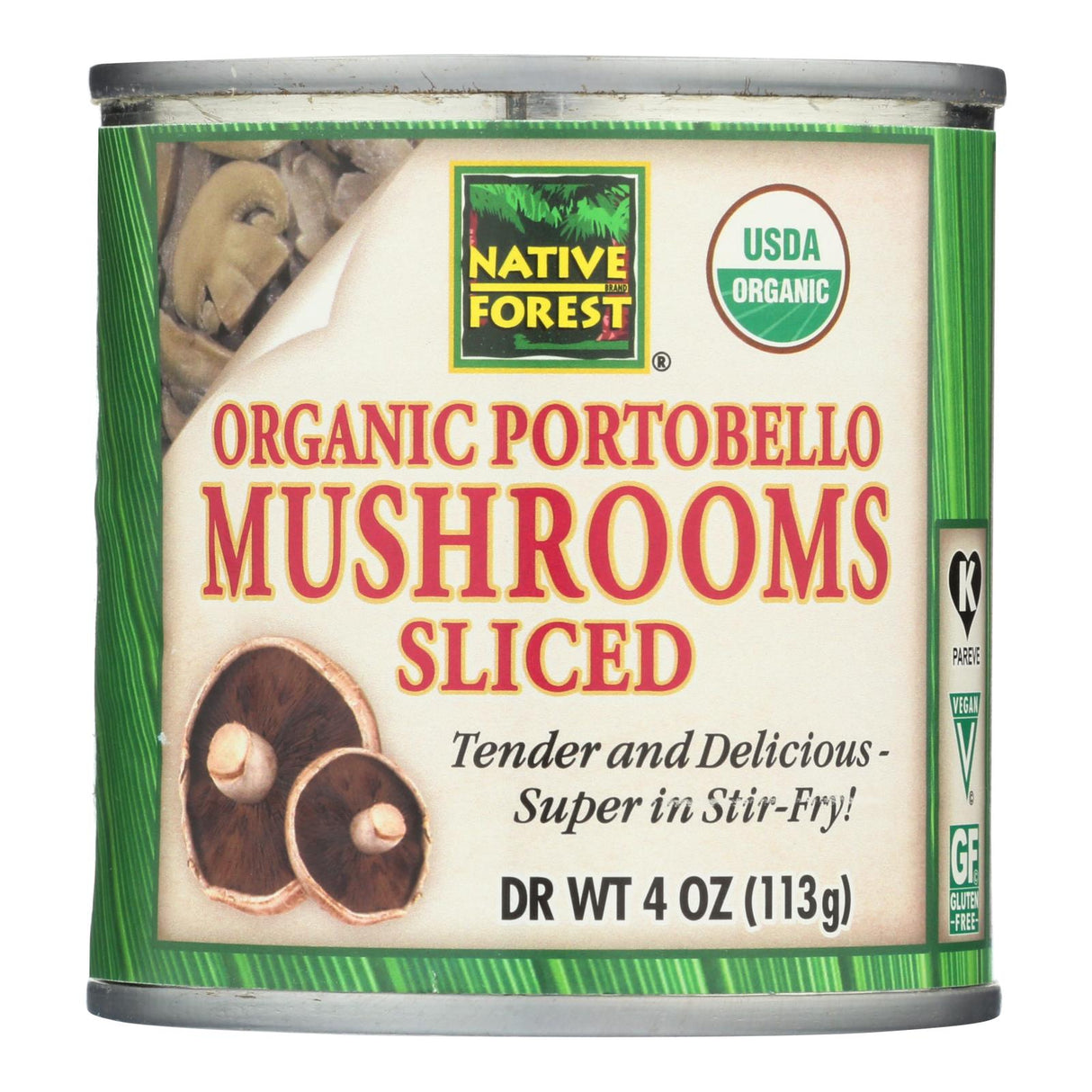 Native Forest Organic Sliced Portobello Mushrooms, 4 Oz. (Pack of 12) - Cozy Farm