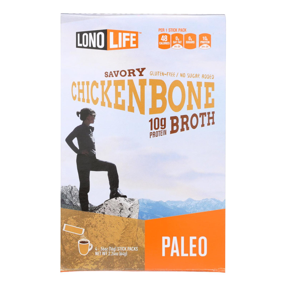 Lonolife Chicken Bone Broth, Intensely Flavorful (Pack of 6 - 4.56 Oz.) - Cozy Farm